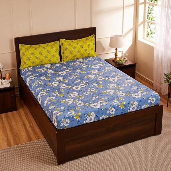 Cotton Double Bed Sheet - Blue